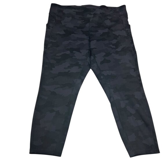 Lululemon Fast & Free High Rise Tight 25” Black Gray Camo Sz 20 Pockets Leggings - Picture 2 of 7